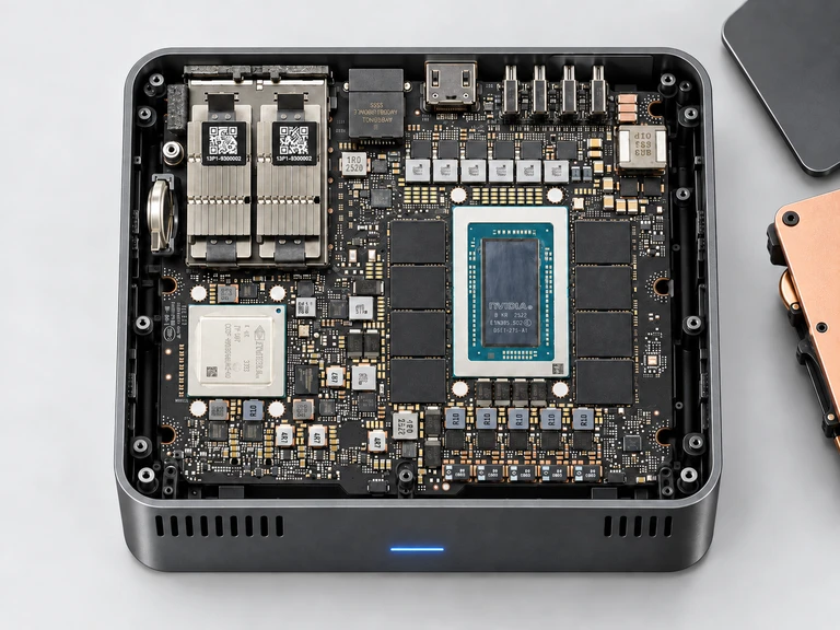 NVIDIA GB10 · 镜界盒子内部结构概念图：GB10 与 AMD 两种平台的独立内部结构参考